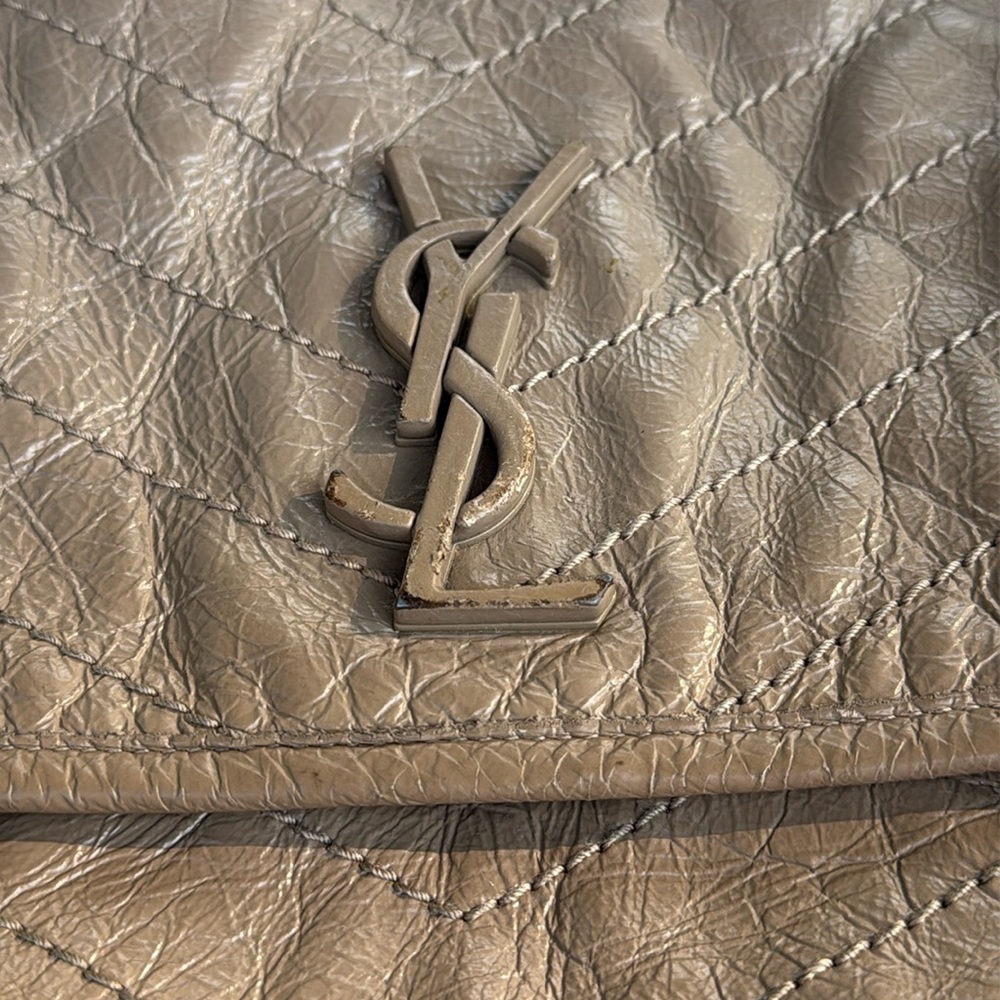 YSL Saint Laurent NIKI Medium Chain Flap Bag Matelasse Neutral Leather Handbag - Picture 10 of 16